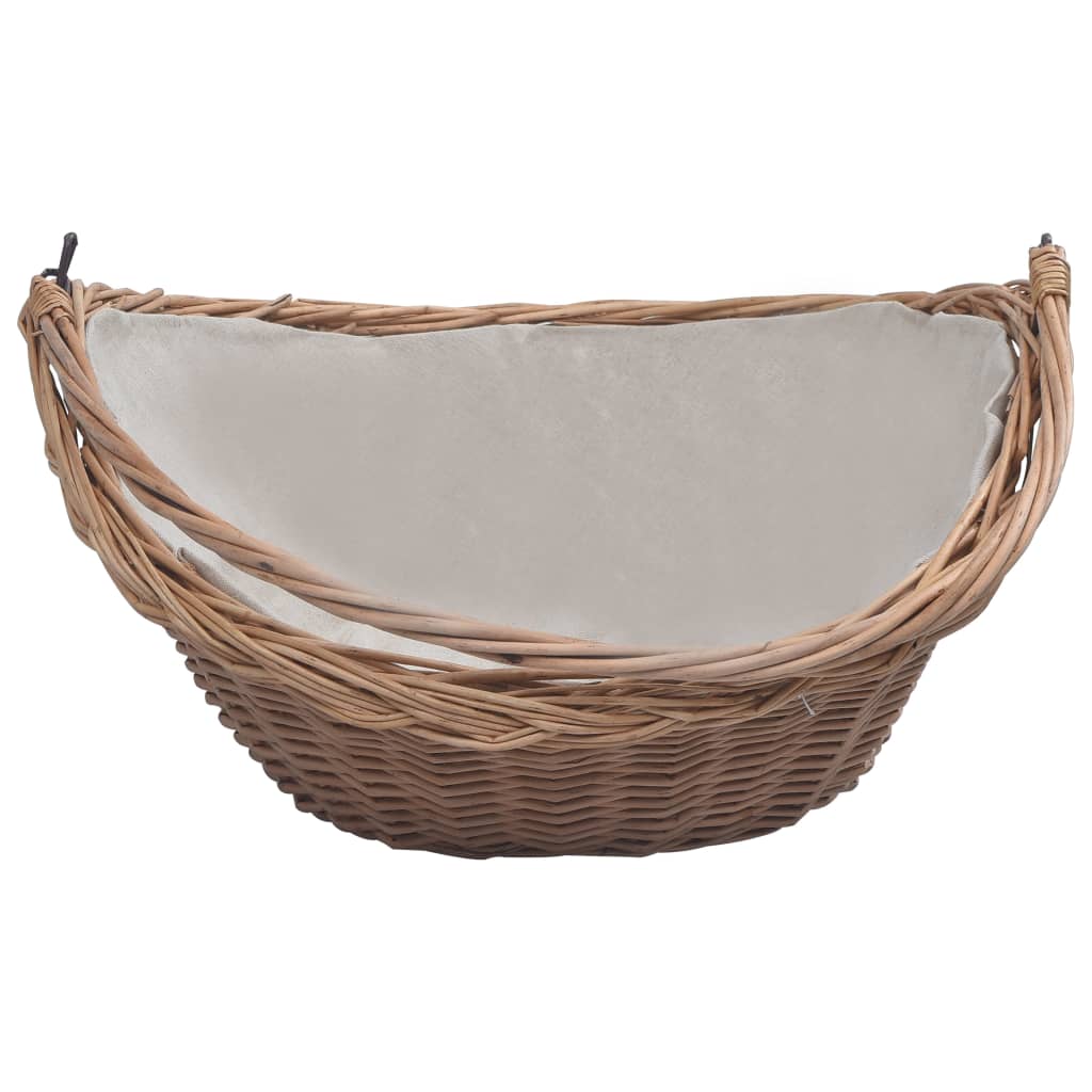 Berkfield Firewood Basket with Handle 57x46.5x52 cm Brown Willow