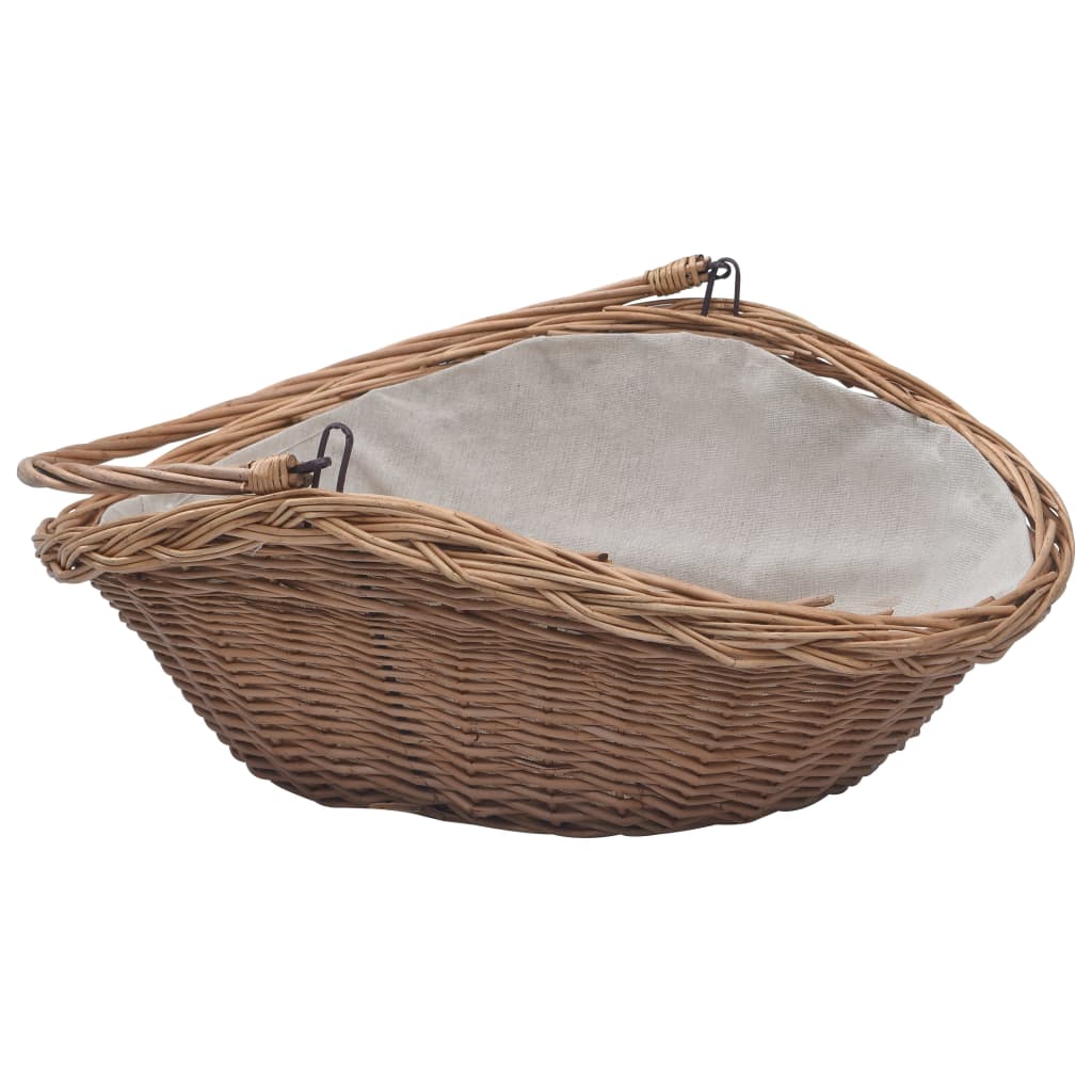 Berkfield Firewood Basket with Handle 57x46.5x52 cm Brown Willow