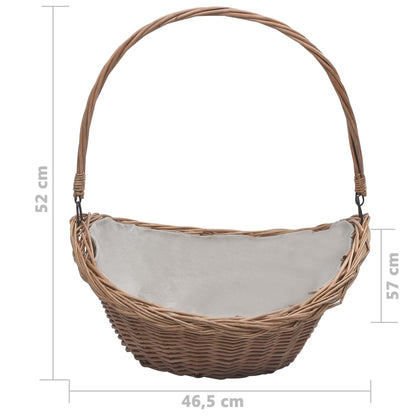 Berkfield Firewood Basket with Handle 57x46.5x52 cm Brown Willow