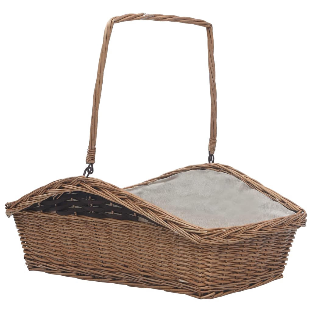 Berkfield Firewood Basket with Handle 61.5x46.5x58 cm Brown Willow