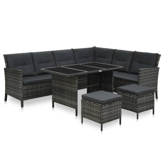 Berkfield 4 Piece Garden Lounge Set with Cushions Poly Rattan Grey