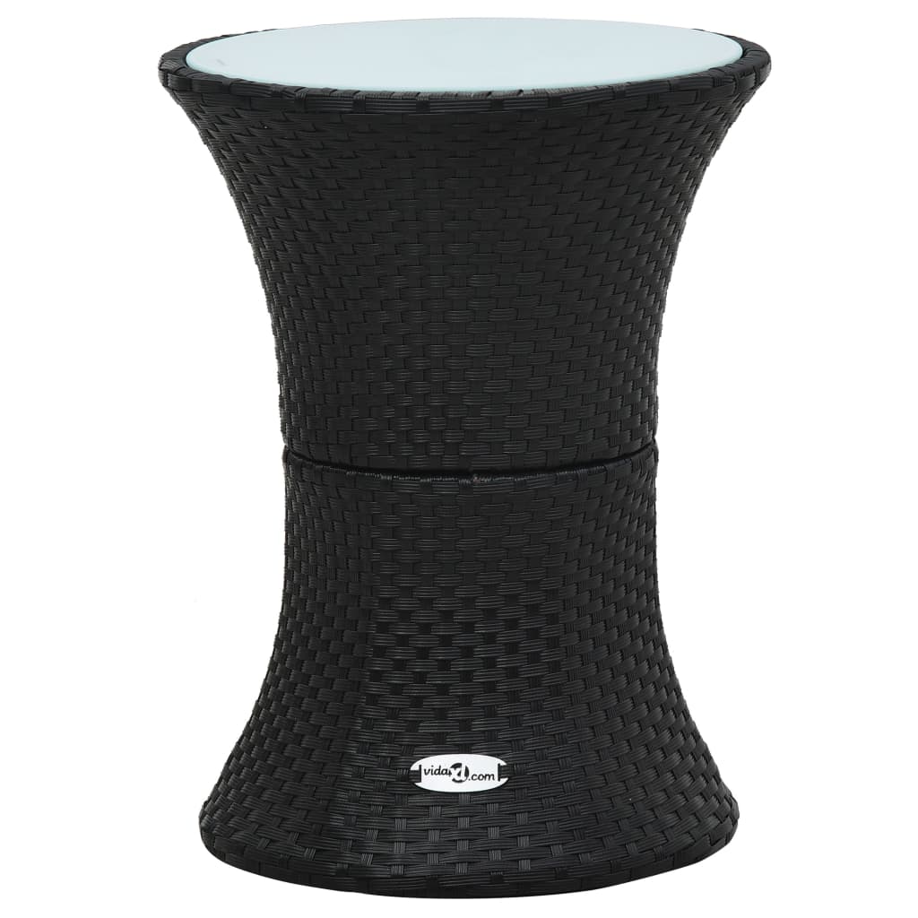 Berkfield Garden Side Table Drum Shape Black Poly Rattan