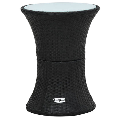 Berkfield Garden Side Table Drum Shape Black Poly Rattan