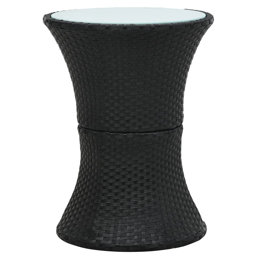 Berkfield Garden Side Table Drum Shape Black Poly Rattan