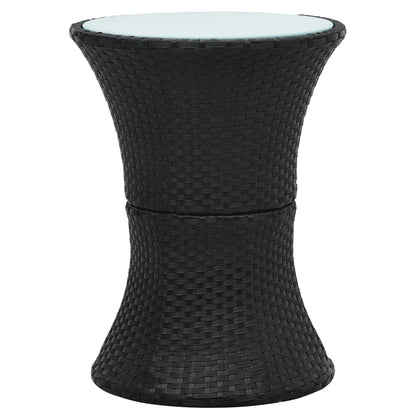 Berkfield Garden Side Table Drum Shape Black Poly Rattan