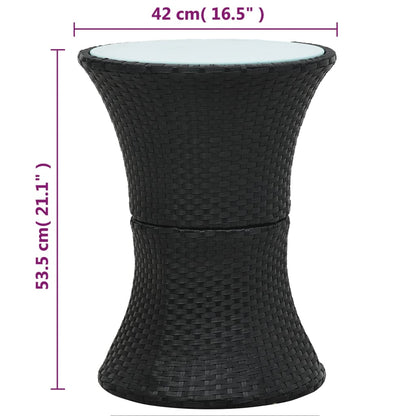 Berkfield Garden Side Table Drum Shape Black Poly Rattan