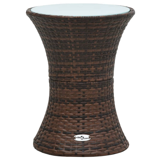 Berkfield Garden Side Table Drum Shape Brown Poly Rattan