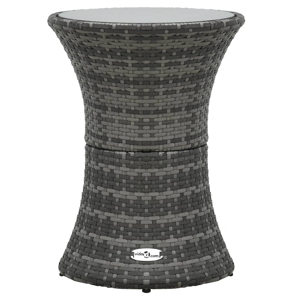 Berkfield Garden Side Table Drum Shape Grey Poly Rattan