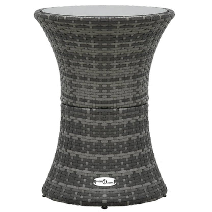 Berkfield Garden Side Table Drum Shape Grey Poly Rattan