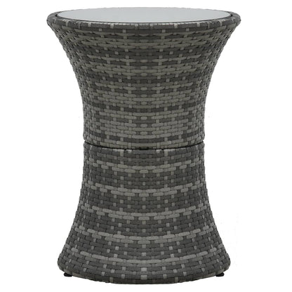 Berkfield Garden Side Table Drum Shape Grey Poly Rattan