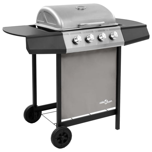 Berkfield Gas BBQ Grill with 4 Burners Black and Silver (FR/BE/IT/UK/NL only)