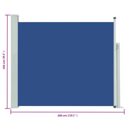 Berkfield Patio Retractable Side Awning 100x300 cm Blue