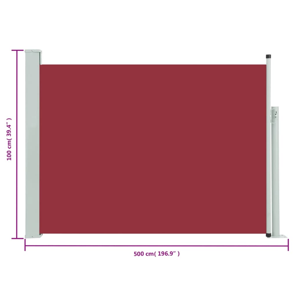 Berkfield Patio Retractable Side Awning 100x500 cm Red