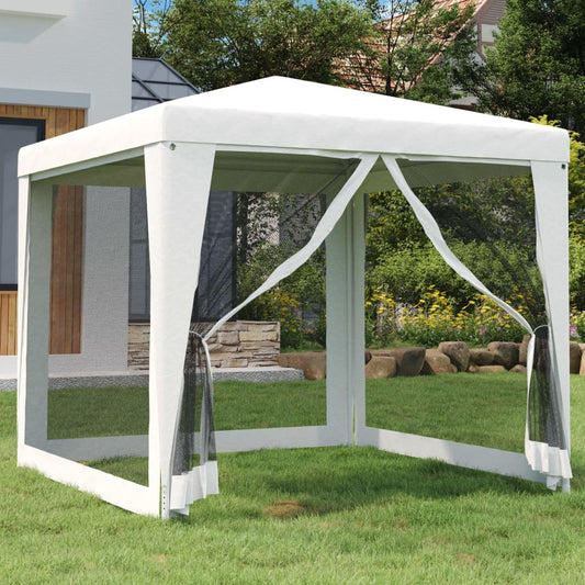 Berkfield Party Tent with 4 Mesh Sidewalls 2.5x2.5 m White
