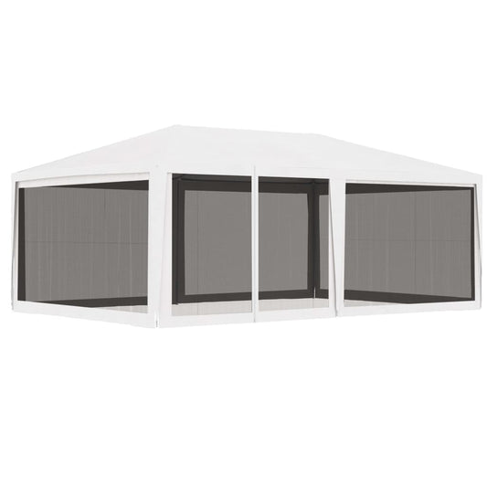 Berkfield Party Tent with 4 Mesh Sidewalls 4x6 m White