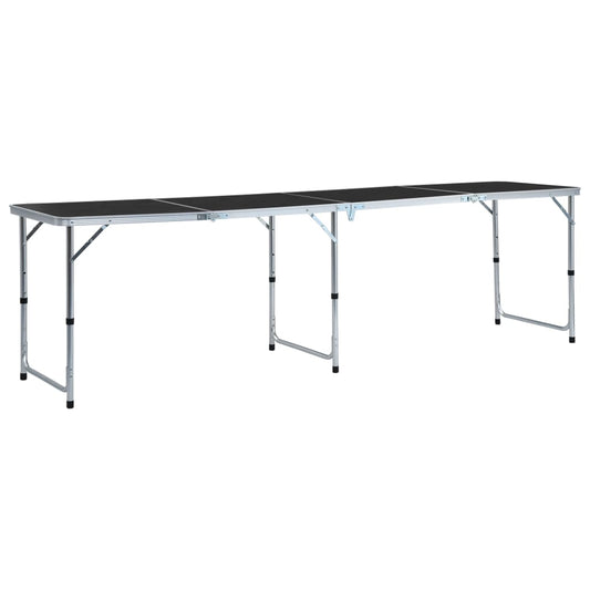 Berkfield Foldable Camping Table Grey Aluminium 240x60 cm