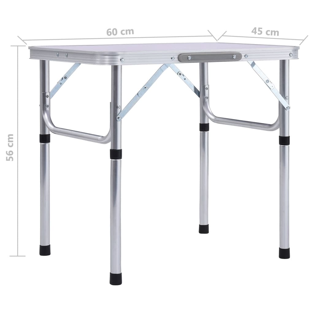Berkfield Folding Camping Table White Aluminium 60x45 cm