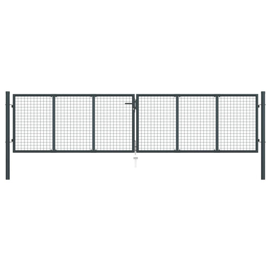 Berkfield Mesh Garden Gate Galvanised Steel 400x125 cm Grey