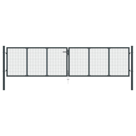 Berkfield Mesh Garden Gate Galvanised Steel 400x150 cm Grey