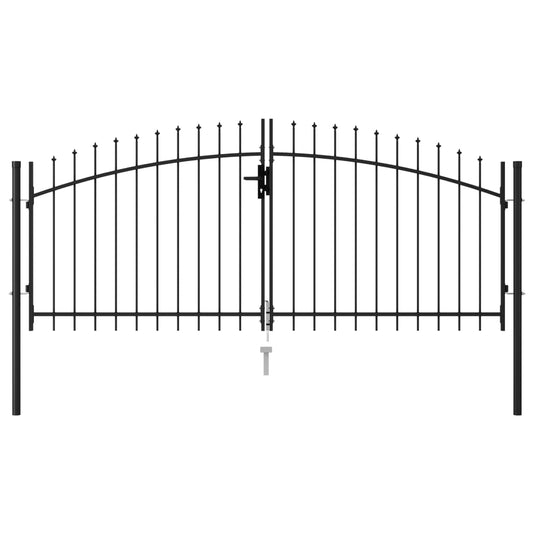 Berkfield Fence Gate Double Door with Spike Top Steel 3x1.25 m Black