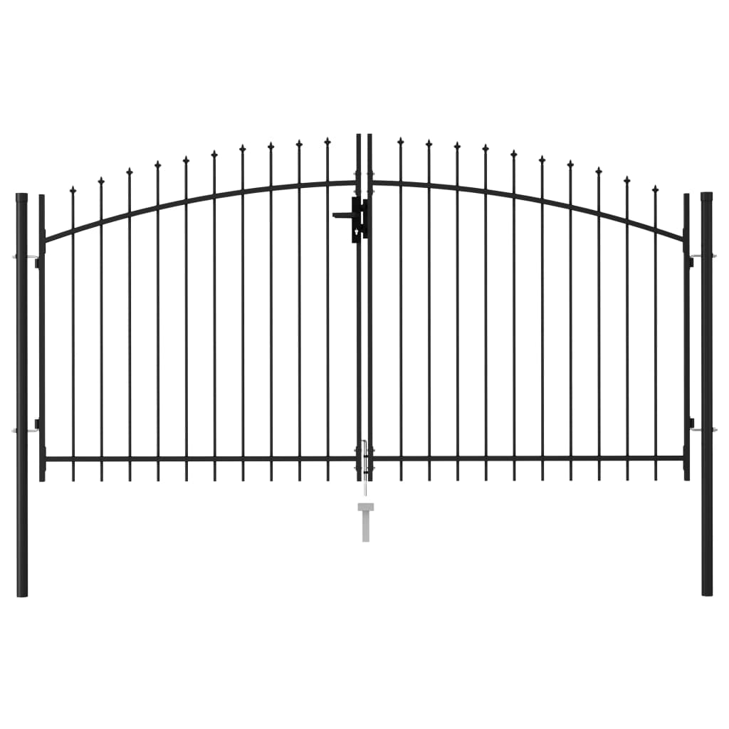Berkfield Fence Gate Double Door with Spike Top Steel 3x1.5 m Black