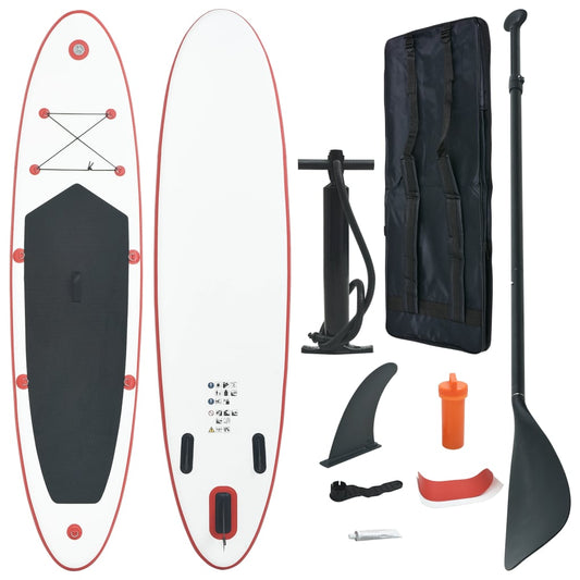 Berkfield Stand Up Paddle Board Set SUP Surfboard Inflatable Red and White