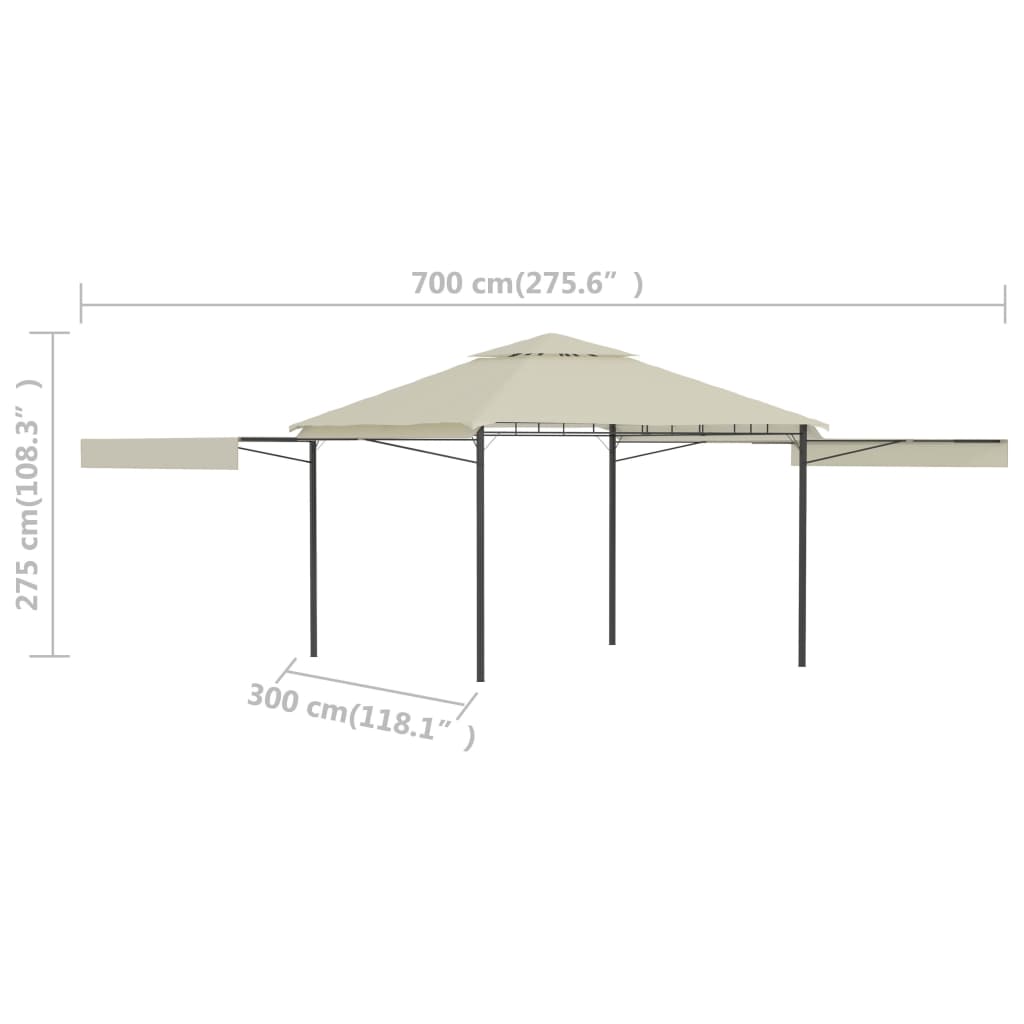 Berkfield Gazebo with Double Extended Roofs 3x3x2.75 m Cream 180 g/m�__