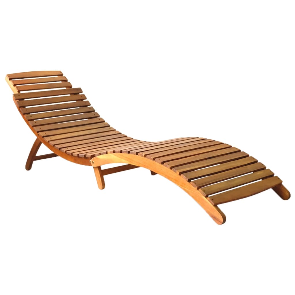 Berkfield Sun Lounger Solid Acacia Wood Brown