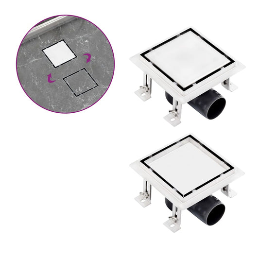 Berkfield Shower Drain With 2-in-1 Flat and Tile Insert Cover 15x15 cm Stainless Steel