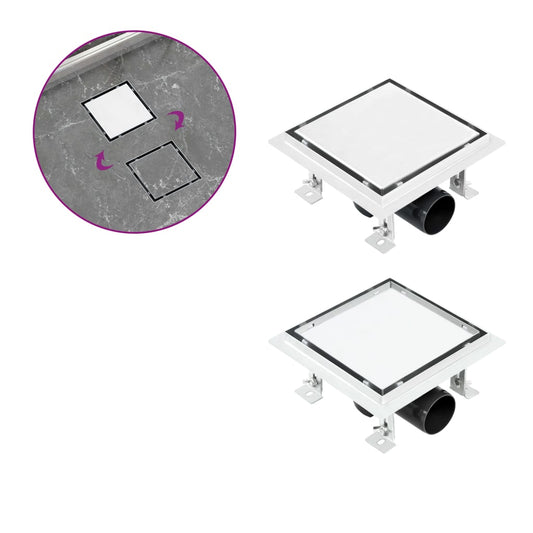 Berkfield Shower Drain With 2-in-1 Flat and Tile Insert Cover 18x18 cm Stainless Steel