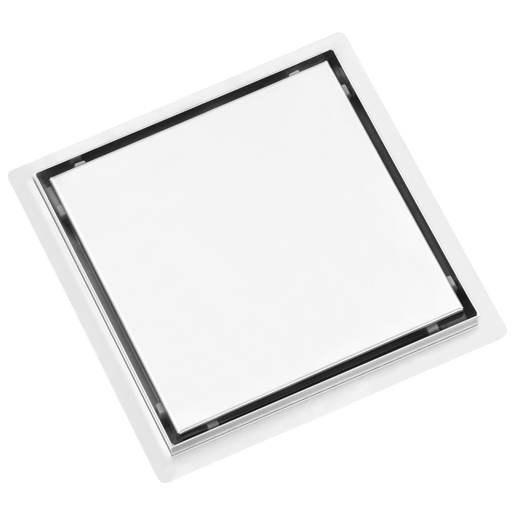 Berkfield Shower Drain With 2-in-1 Flat and Tile Insert Cover 23x23 cm Stainless Steel