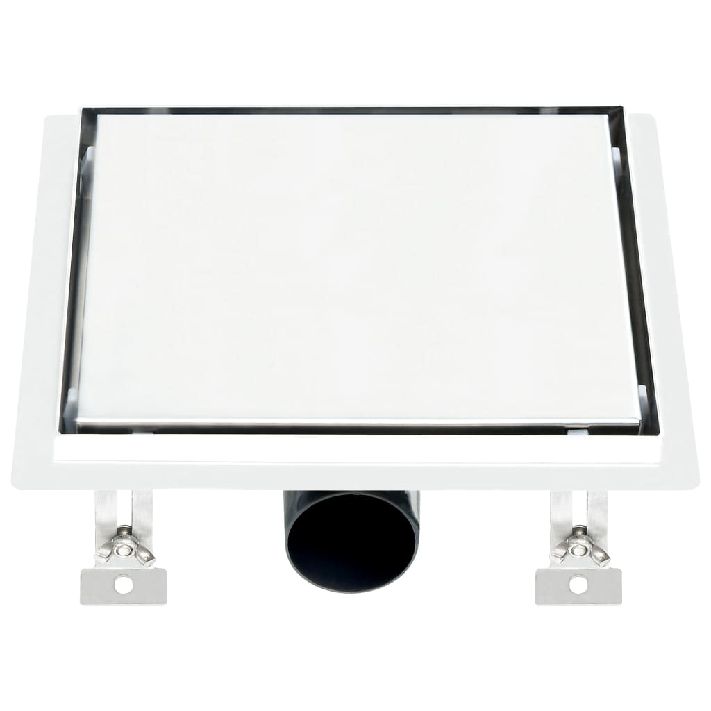 Berkfield Shower Drain With 2-in-1 Flat and Tile Insert Cover 23x23 cm Stainless Steel