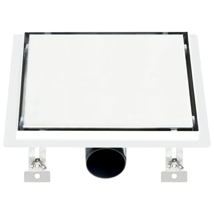 Berkfield Shower Drain With 2-in-1 Flat and Tile Insert Cover 23x23 cm Stainless Steel