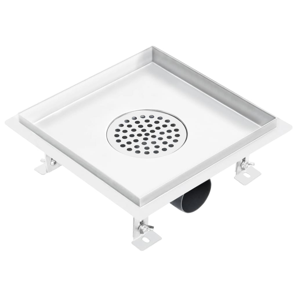 Berkfield Shower Drain With 2-in-1 Flat and Tile Insert Cover 23x23 cm Stainless Steel