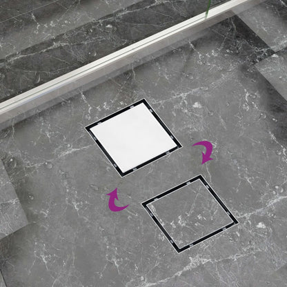 Berkfield Shower Drain With 2-in-1 Flat and Tile Insert Cover 23x23 cm Stainless Steel