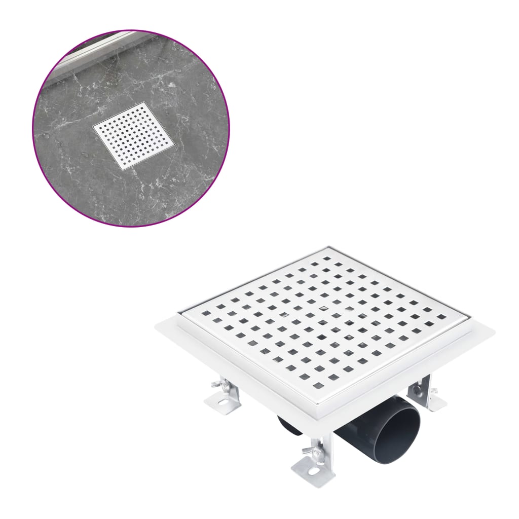 Berkfield Shower Drain 18x18 cm Stainless Steel