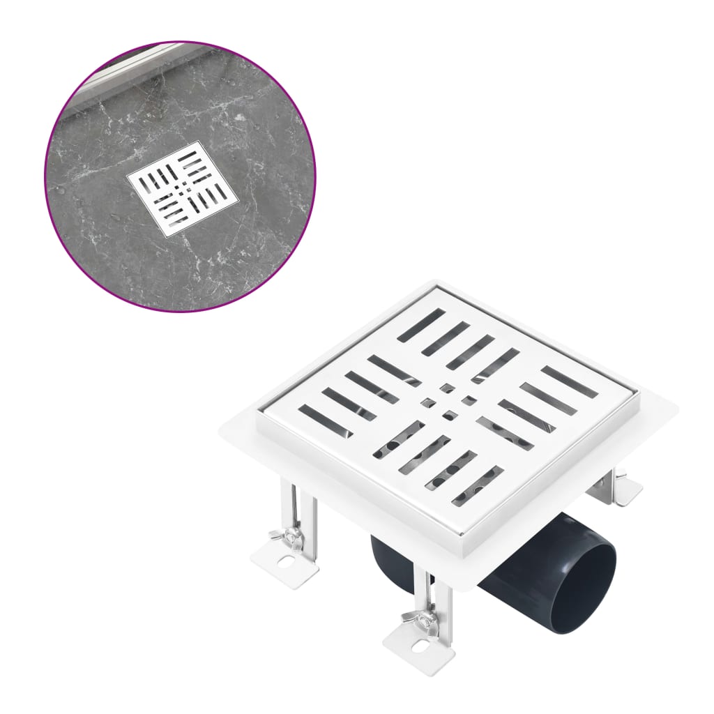 Berkfield Shower Drain Checker 15x15 cm Stainless Steel