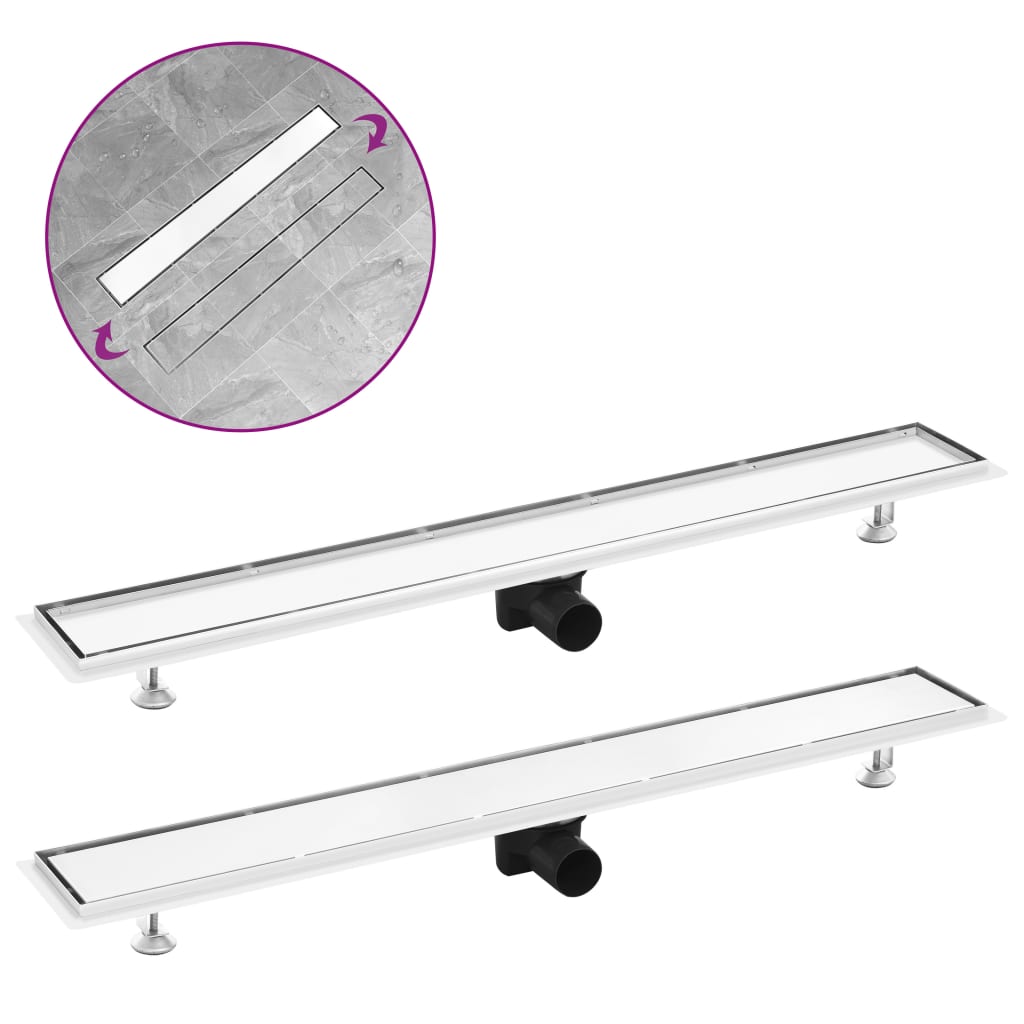 Berkfield Shower Drain with 2-in-1 Cover 93x14 cm Stainless Steel
