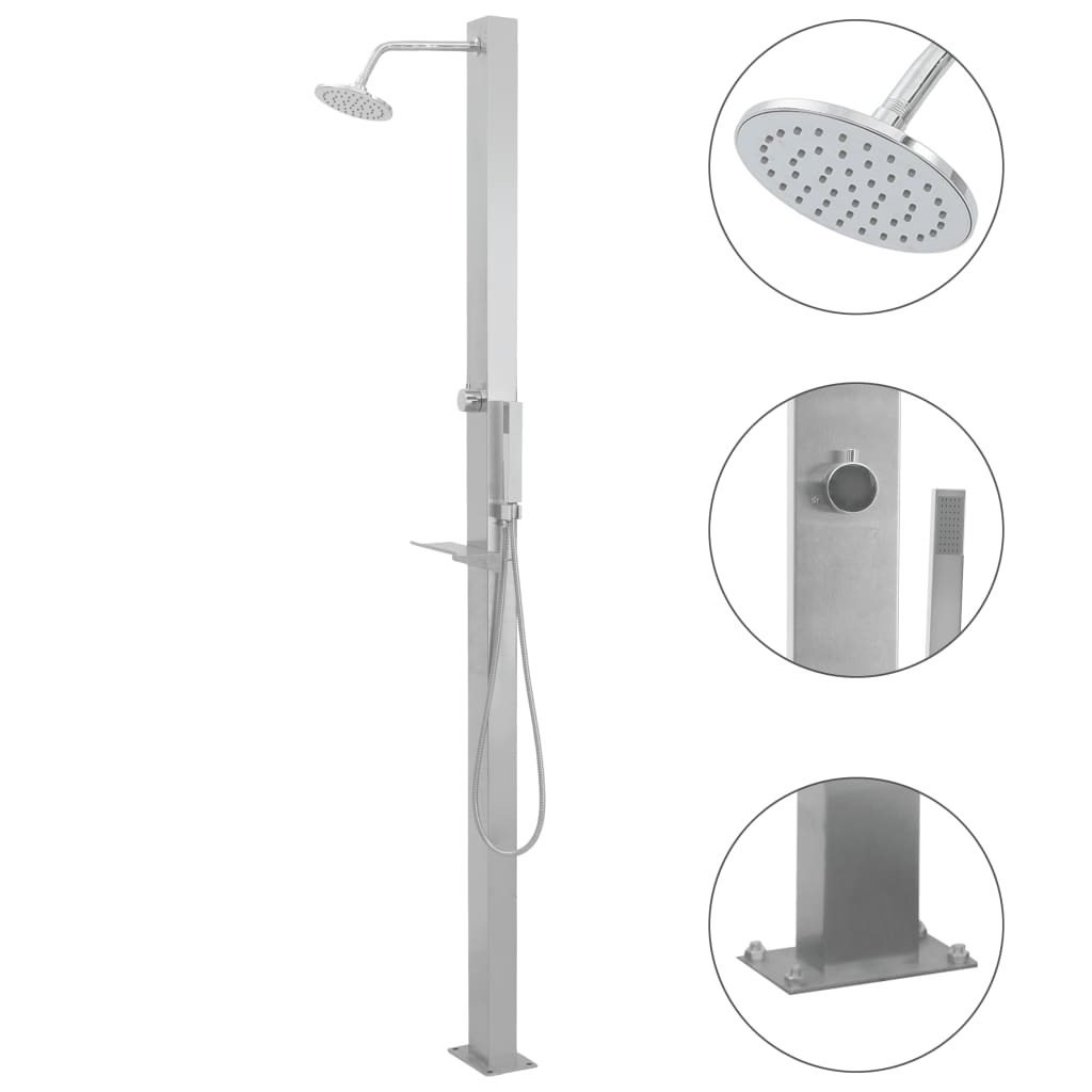 Berkfield Outdoor Shower Stainless Steel Straight