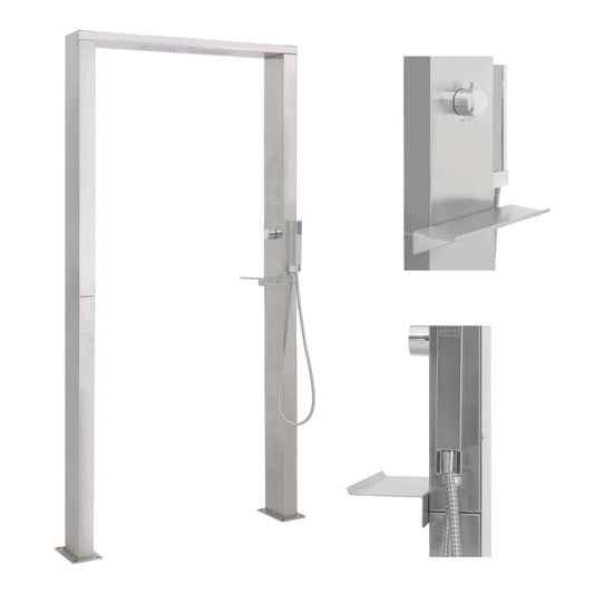 Berkfield Outdoor Shower Stainless Steel Double Jets