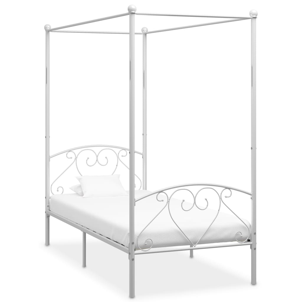 Berkfield Canopy Bed Frame White Metal 120x200 cm