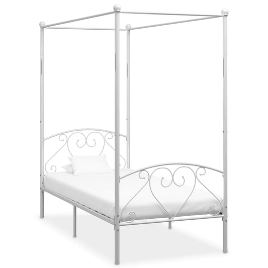 Berkfield Canopy Bed Frame White Metal 120x200 cm