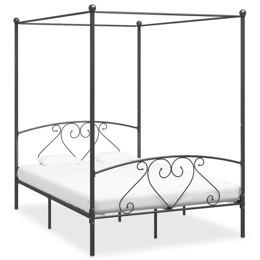 Berkfield Canopy Bed Frame Grey Metal 160x200 cm