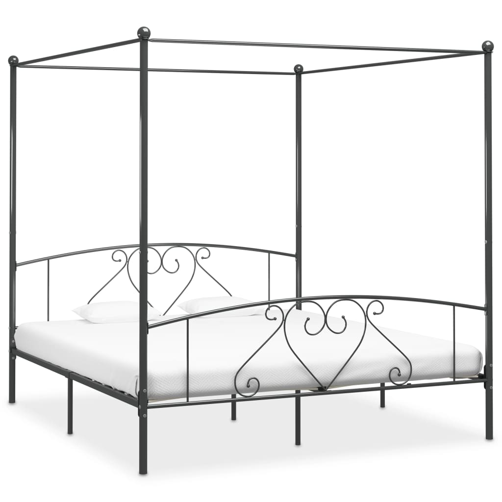 Berkfield Canopy Bed Frame Grey Metal 200x200 cm