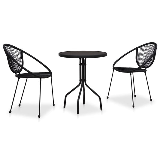 Berkfield 3 Piece Bistro Set PVC Rattan Black