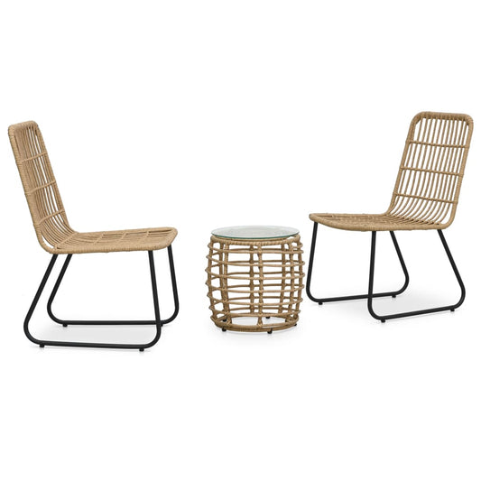Berkfield 3 Piece Bistro Set Poly Rattan Oak