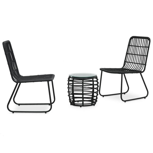 Berkfield 3 Piece Bistro Set Poly Rattan Black