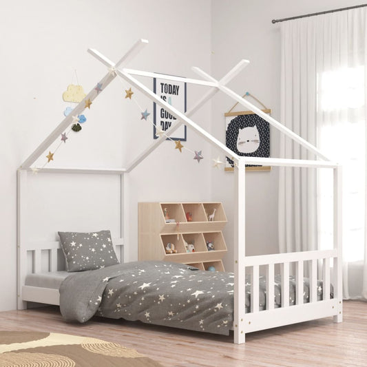 Berkfield Kids Bed Frame White Solid Pine Wood 70x140 cm
