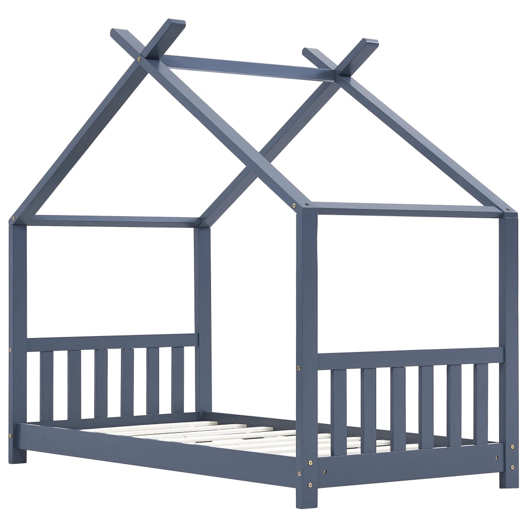 Berkfield Kids Bed Frame Grey Solid Pine Wood 70x140 cm