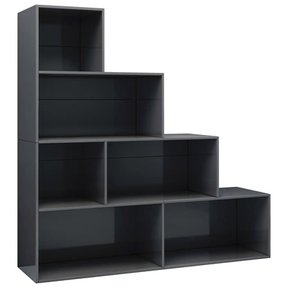 Berkfield Book Cabinet/Room Divider High Gloss Grey 155x24x160 cm Engineered Wood